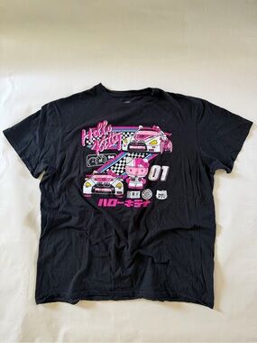 Hello Kitty Black Graphic Tee - Pink Racing Design Women’s XL